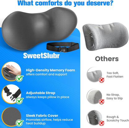 SweetSlubr Lumbar Support Pillow for Office Chair, Back Support, Black