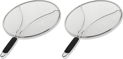 Splatter Screen for Frying Pan - 15 Inch Stainless Steel Grease Splatter Guard - Cover Oil Splash when Sizzling Bacon, Cooking Fried Chicken or Popcorn