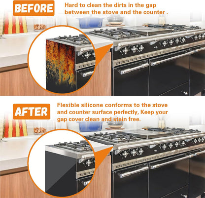 21in Silicone Stove Gap Covers Filler Guards 2Pack Black | Reusable Non-Stick Stove Guard for Gas Stoves, Gas Stove Cover for Samsung Gas Stove, Stove Covers for Gas Stove Top