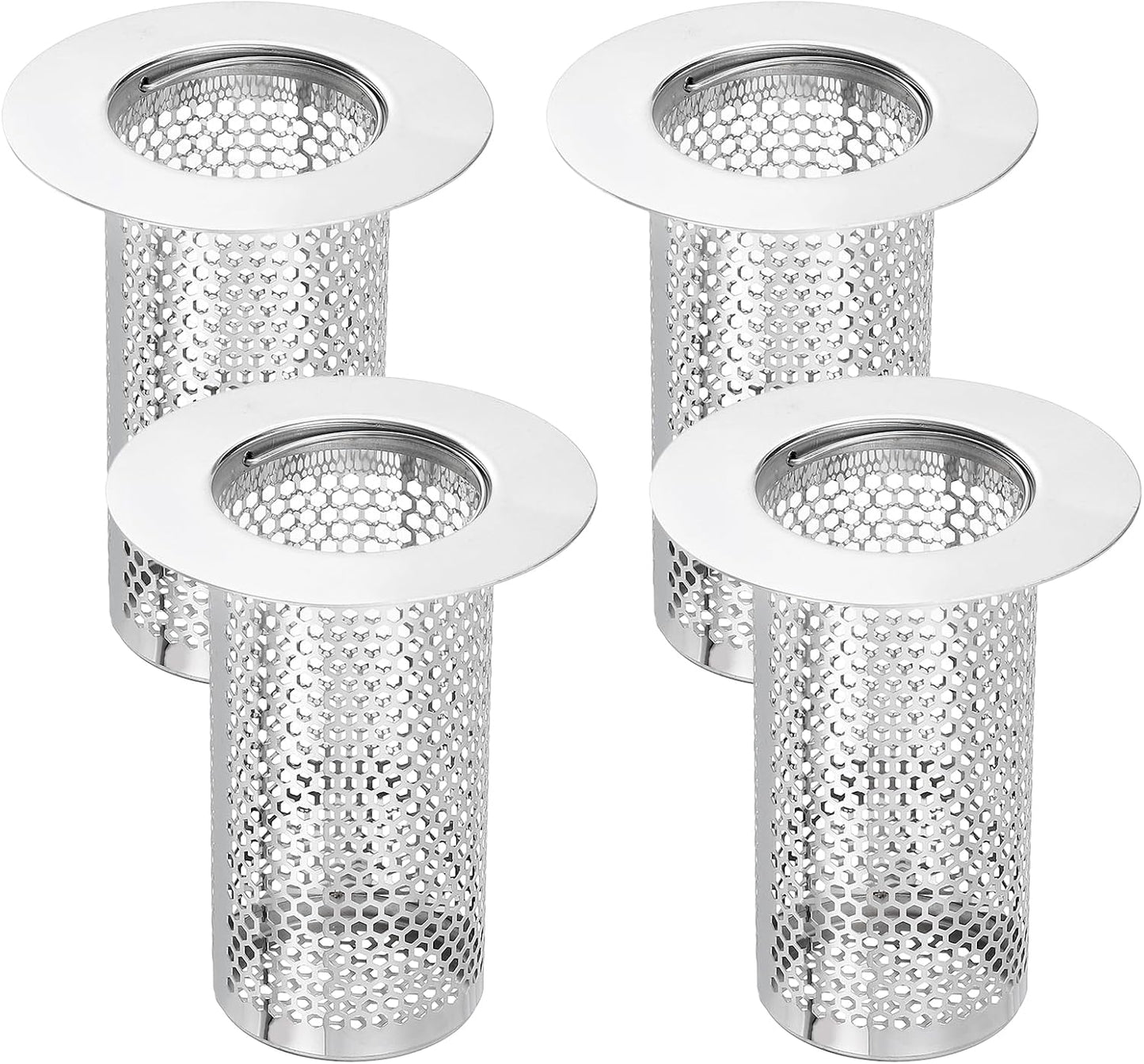 uxcell 2 Pack Shower Drain Strainer, 2" x 2.5" Stainless Steel Floor Drain Strainer Deep Sink Hair Catcher for Kitchen Bathroom Balcony Floor Drain, Fit Hole Size from 1.57" to 2.56"