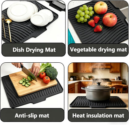 Kitchen Sink Splash Guard Gen2-30" x 6'' Silicone Sink Mat Splash Guard fit for Countertop, Bathroom,Farmhouse,RV by EBIGIC (Grey)