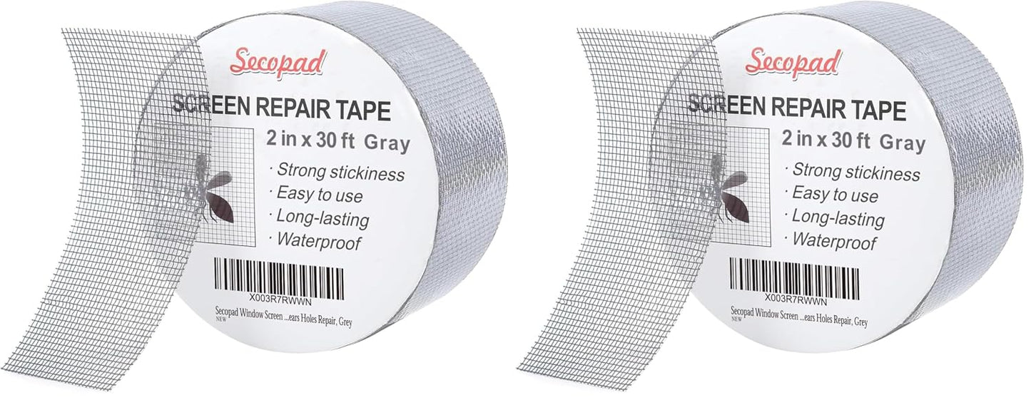 Secopad 2" x 420" (35FT) Screen Repair Tape, Screen Repair Kit, Black | Window Screen Patch, Quick Repair, Strong Adhesive, Easy to Use, For Mesh Window & Door, Cuttable Fiberglass, No Tools Needed