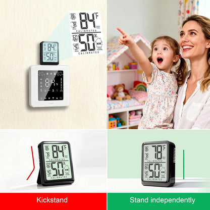 Room Thermometer Indoor Hygrometer, Temperature and Humidity Meter | W/ Battery, 24h Max/Min Record, Accurate Sensor, Fast Refresh, Easy to View, ℉/℃, Durable Kickstand, Compact, for Home Office