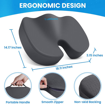 TushGuard Seat Cushion for Office Chair, Memory Foam Chair Cushion, Black