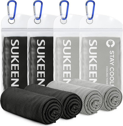 Sukeen 4 Pack Cooling Towels (40"x12") for Neck and Face Instant Cooling | Stay Cool in Hot Weather,Versatility,Soft,Breathable,Durability for Sports,Outdoor activities,Summer works in heat