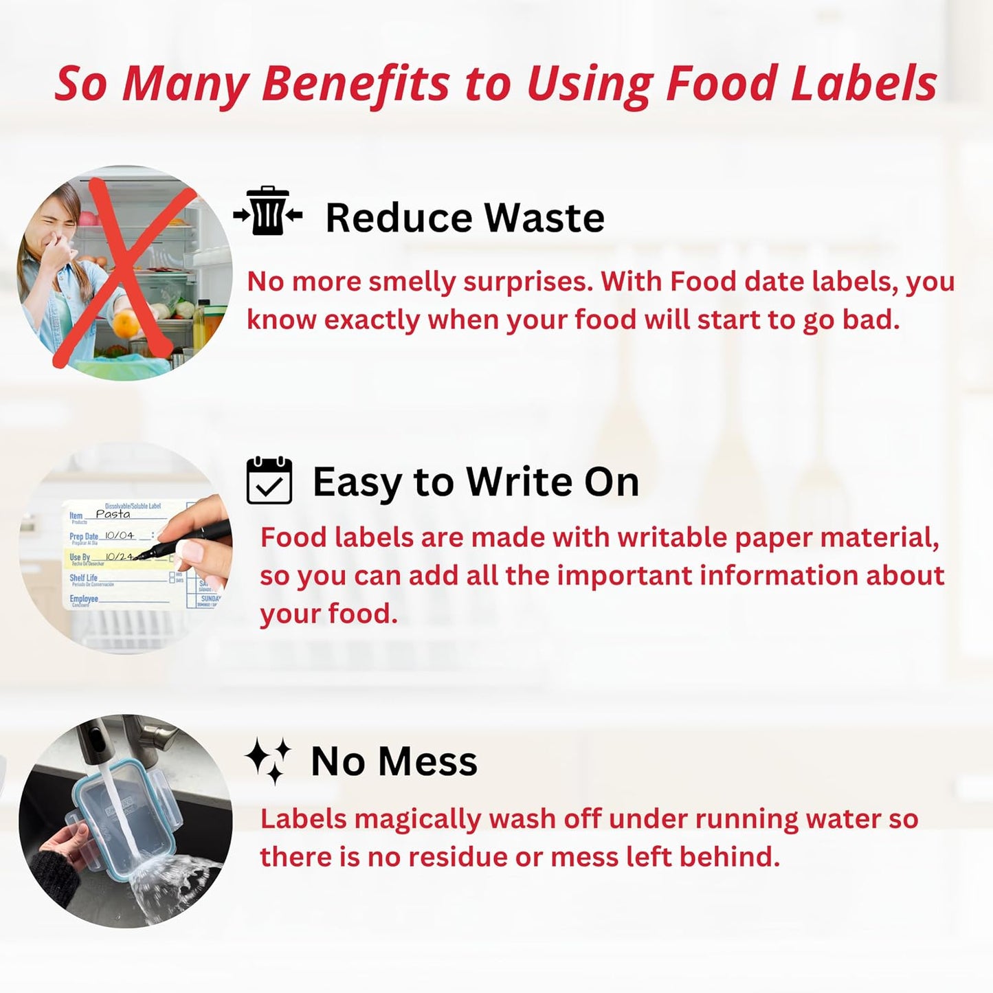 2x3 Dissolvable Food Labels, 1000 Food Container Stickers, Blue | Ideal for Fridge Freezer & Pantry, Organize Prepped Meals & Leftovers Easily, Adheres Well, Dissolves Fast with Zero Residue