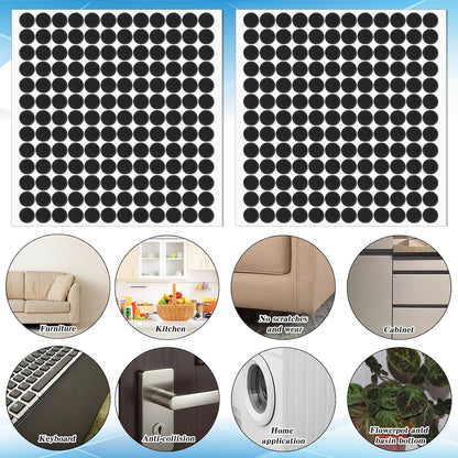 TIESOME 624Pcs Small Felt Pads for Coasters Bottom Dots, Black Felt Pads | 0.39'' Self Adhesive Round Felt Pads Cabinet Door Bumpers Cushion Dots Furniture Pads Floor Protectors for Chair Legs Floors