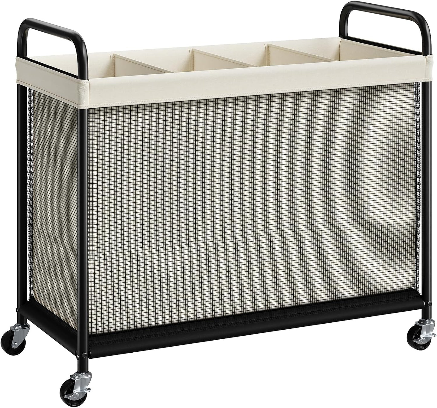 ELYKEN Laundry Hamper 2 Section, 100L Rolling Laundry Sorter with Wheels | Removable Washable Liner Bags, Sturdy Steel Frame and Metal Handle, Double Compartment Clothes Organizer for Laundry Sorting