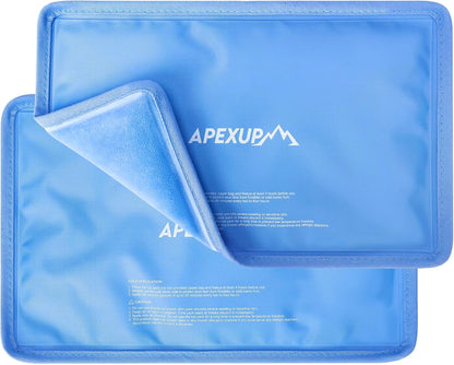 Gel Ice Packs for Injuries Reusable, Flexible Double Sided Cold Packs for Injuries, Ice Pack for Knee, Shoulder, Back, Hip, Leg, Arm (Blue, 8"x5.5", 1PK)