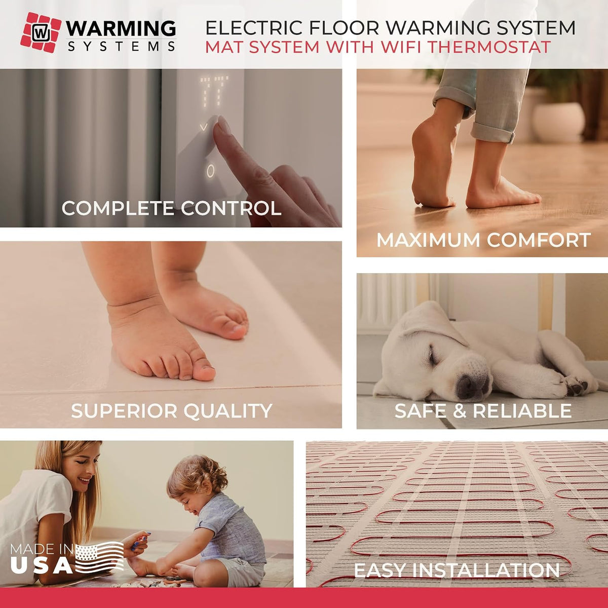 15 Sq Ft 120V Electric Floor Heating System Mat Kit