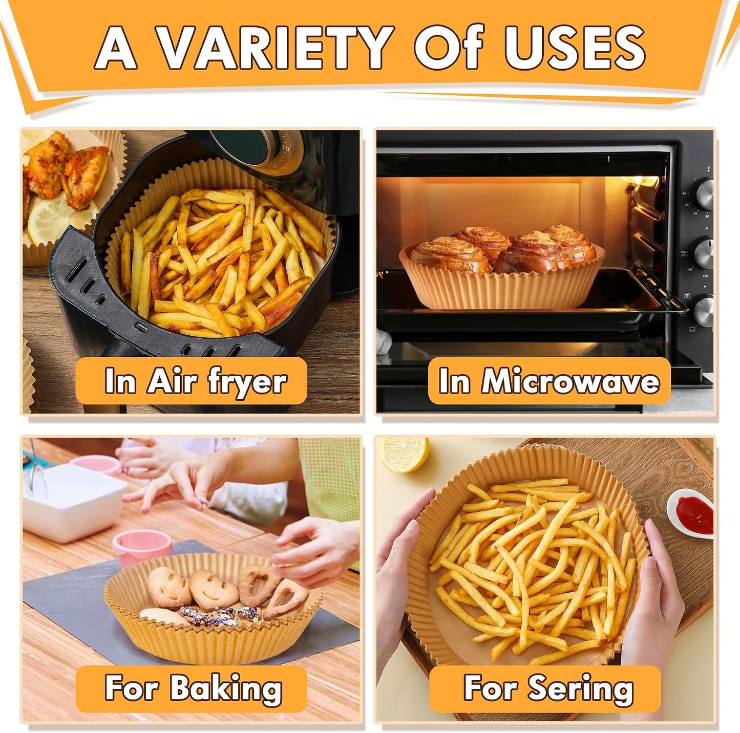 Air Fryer Liners Disposable 125 Pcs, 8 Inch Paper for 5-8 QT Air Fryers | Square Unbleached Parchment Paper, Non-Stick, Greaseproof for Baking, Roasting, Microwave, Oven, Airfryer Basket Accessories