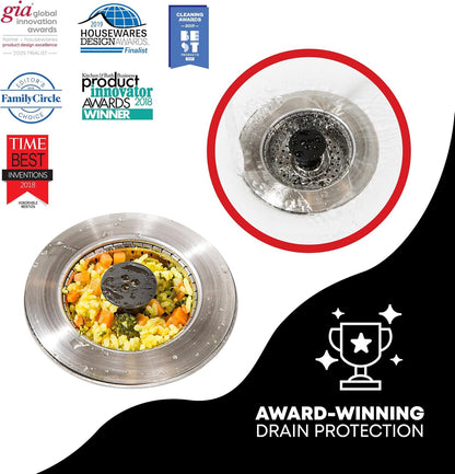 Kitchen SinkShroom Revolutionary Clog-Free Stainless Steel Sink Strainer, Black, 1-(Pack)