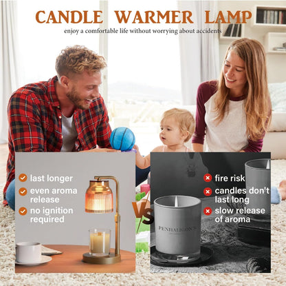 Candle Warmer Lamp with Timer Dimmer,Adjustable Height with 2 Bulbs,Birthday Gifts for Women,for Jar Candles Home Decor,Black