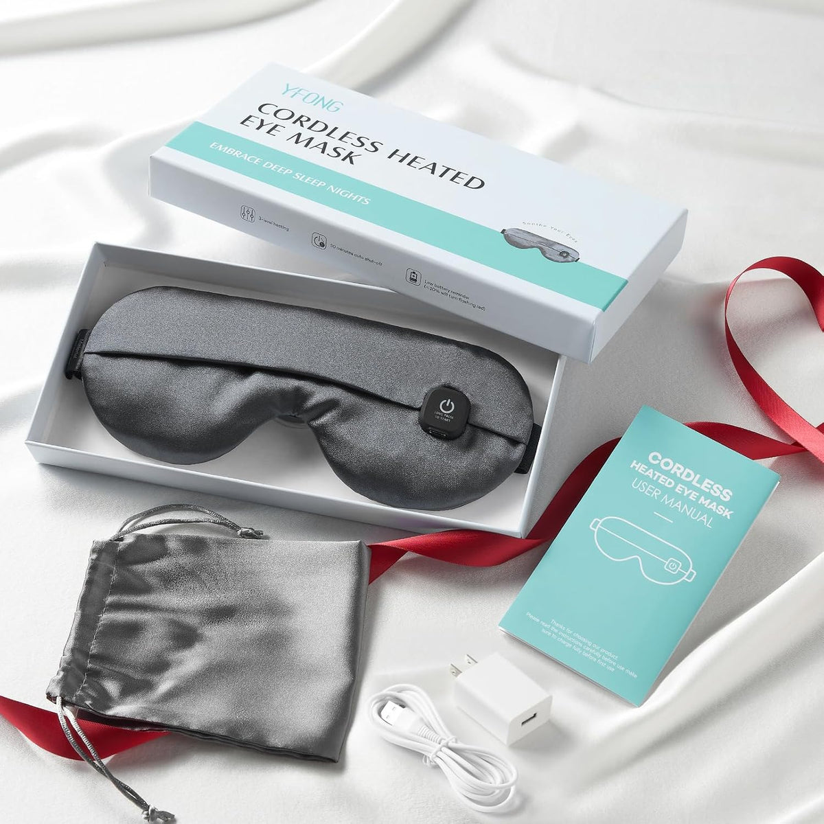 YFONG Cordless Heated Eye Mask for Dry Eyes, Warm Eye Compress, Black