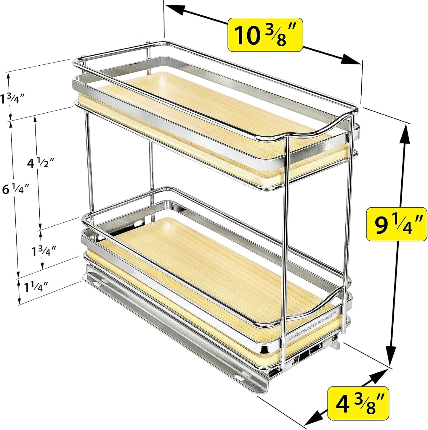LYNK PROFESSIONAL® Pull Out Spice Organization for Cabinets - 4-3/8 inch Wide – Spice Rack for Inside Cabinets, Slide Out Spice Rack Organizer for cabinet – Pull Out Spice Rack, Sliding 2 Tier Chrome