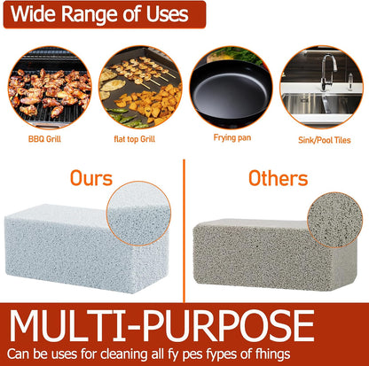 Heavy Duty Griddle Cleaning Brick with Handle | Grill Cleaner for Cleaning Flat top, Pumice Griddle Cleaning Stone Removing Stains for BBQ, Swimming Pool, Sink(5 Pack)