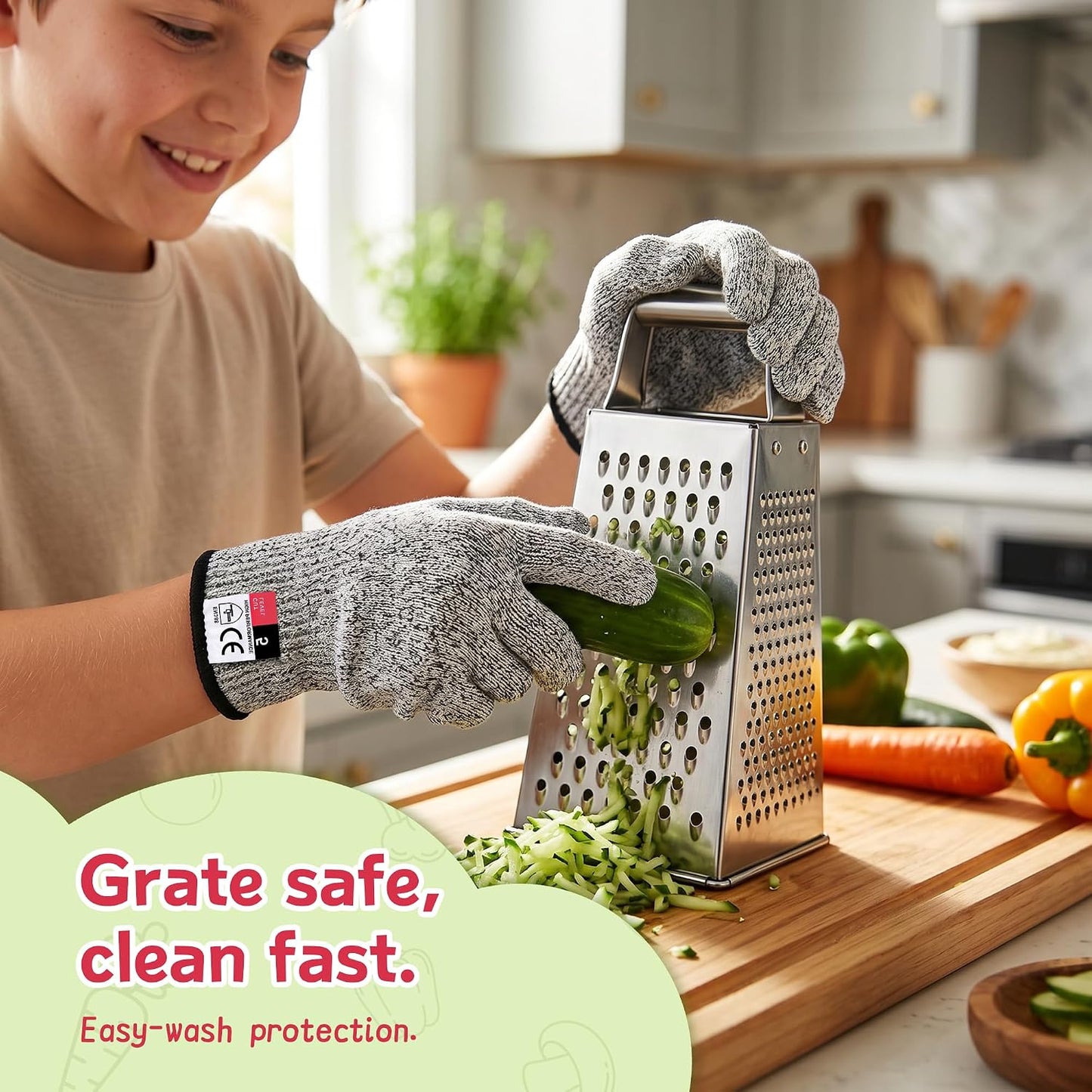 Level 5 Cut Resistant Gloves for Kitchen Food Grade, Machine Washable for Indoor&Outdoor Use
