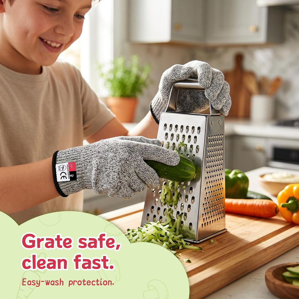 ZEEGO Level 5 Cut Resistant Gloves for Kitchen Food Grade, Machine Washable for Indoor&Outdoor Use