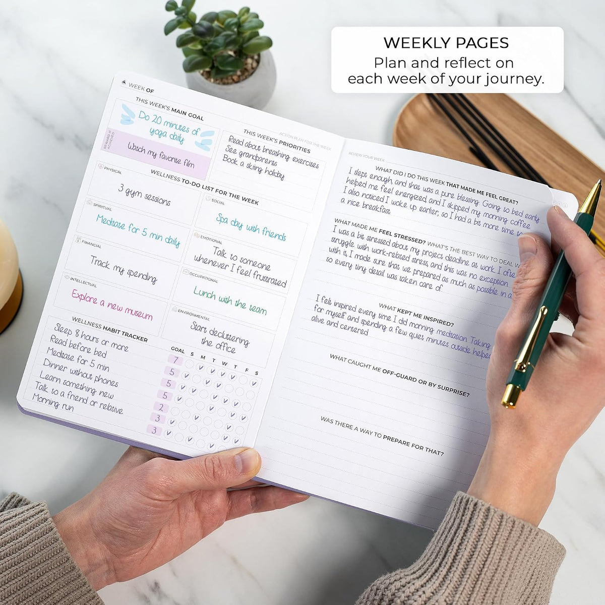 Clever Fox Wellness Journal Premium for Women, Workout & Food Light Pink