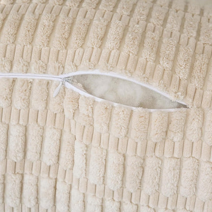 Faux Fur Reading Pillow for Sitting in Bed, Large Backrest Bed Pillow with Arms, Back Support Pillow for Lounging Bedrest, Beige