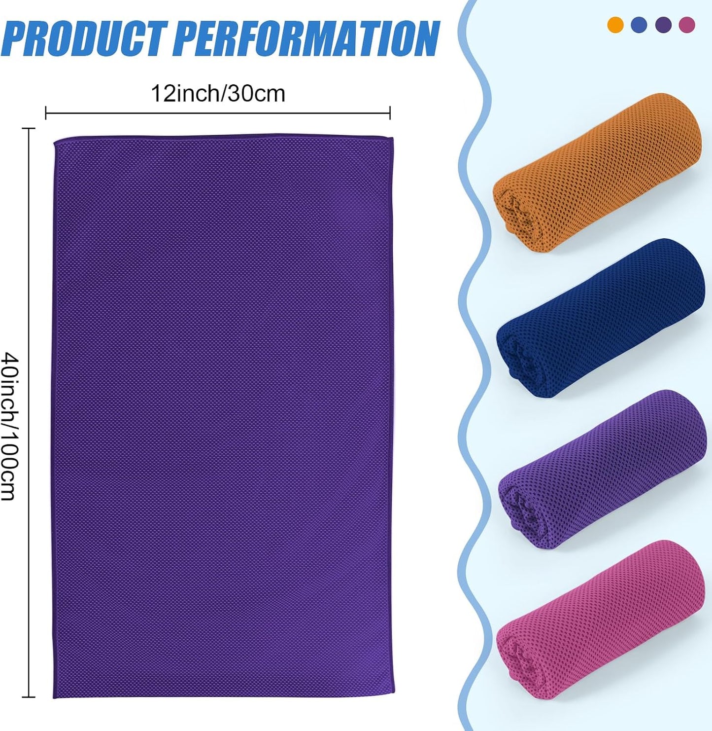 4 Pack Cooling Towels Wrap for Neck Face,Ice Cold Towel Rags Quick Dry for Gym Fitness Yoga Tennis Cycling Running Hiking Workout Sweat(Multicolor-02)