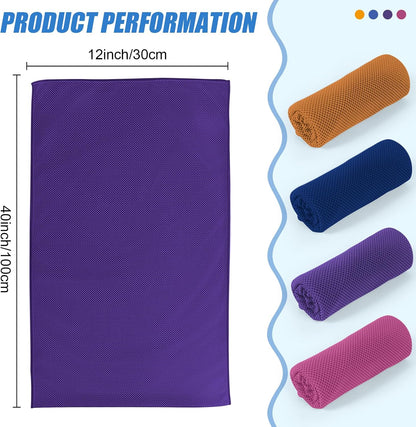 4 Pack Cooling Towels Wrap for Neck Face,Ice Cold Towel Rags Quick Dry for Gym Fitness Yoga Tennis Cycling Running Hiking Workout Sweat(Multicolor-02)