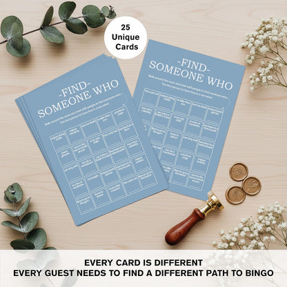Find Someone Who Bingo Cards, 25 Unique Sheets, Team Building Games for Work, Icebreaker Fun, Engaging Office Games, Team Building Activity for Employees and Groups - Brown