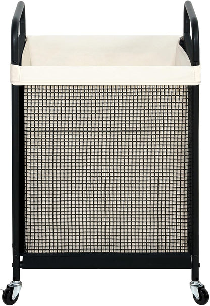 STO STO Laundry Hamper 2 Section, 100L Rolling Laundry Sorter Cart with Removable and Washable Liner Bag, Clothes Hamper with Wheels and Metal Handle for Laundry Room and Bedroom