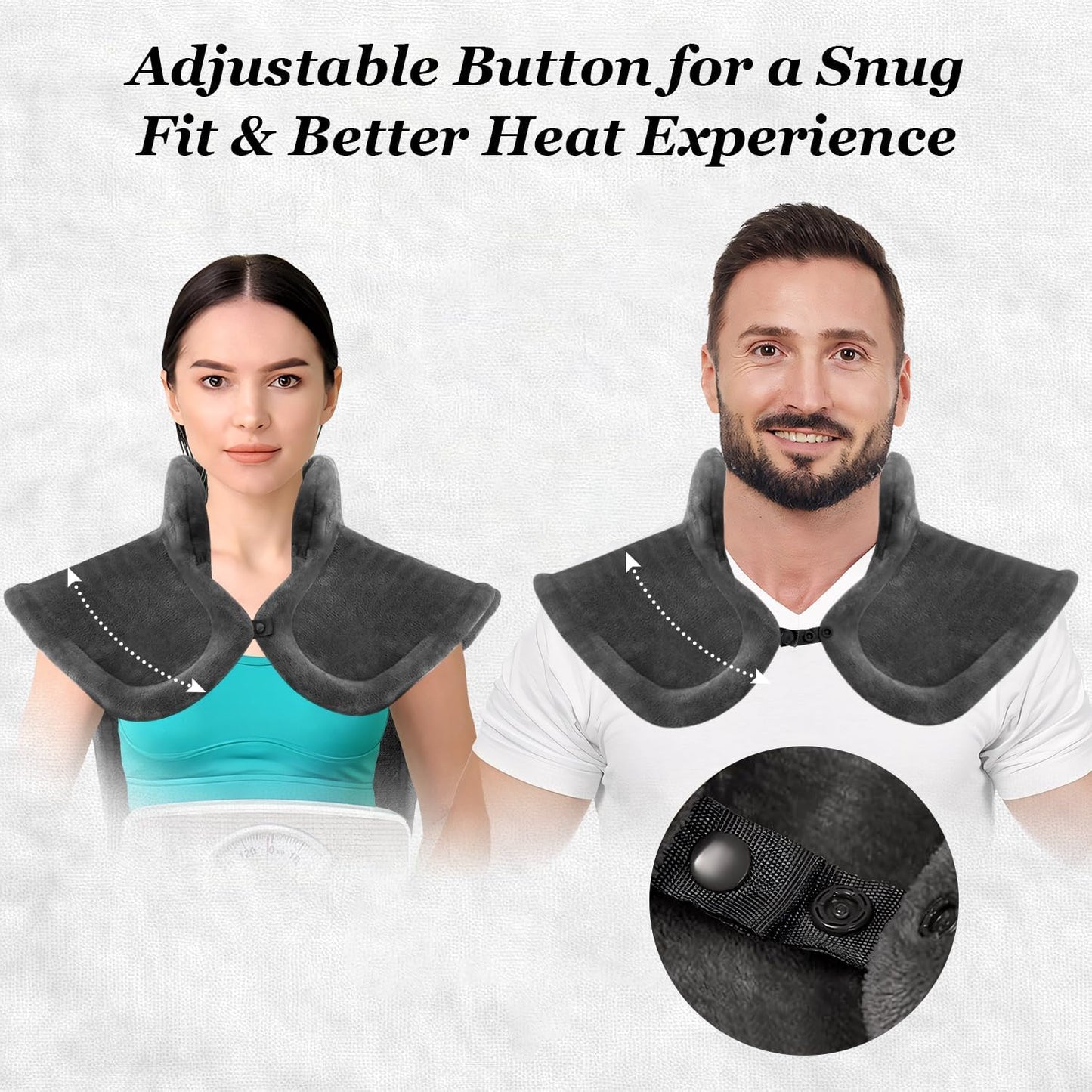 WUGE Fathers Day Dad Gifts, Heating Pad for Neck Shoulder and Back, Birthday Gift for Women Men, Deeper Pain Relief, Large Weighted Heat Pad, ETL Certified, Gray