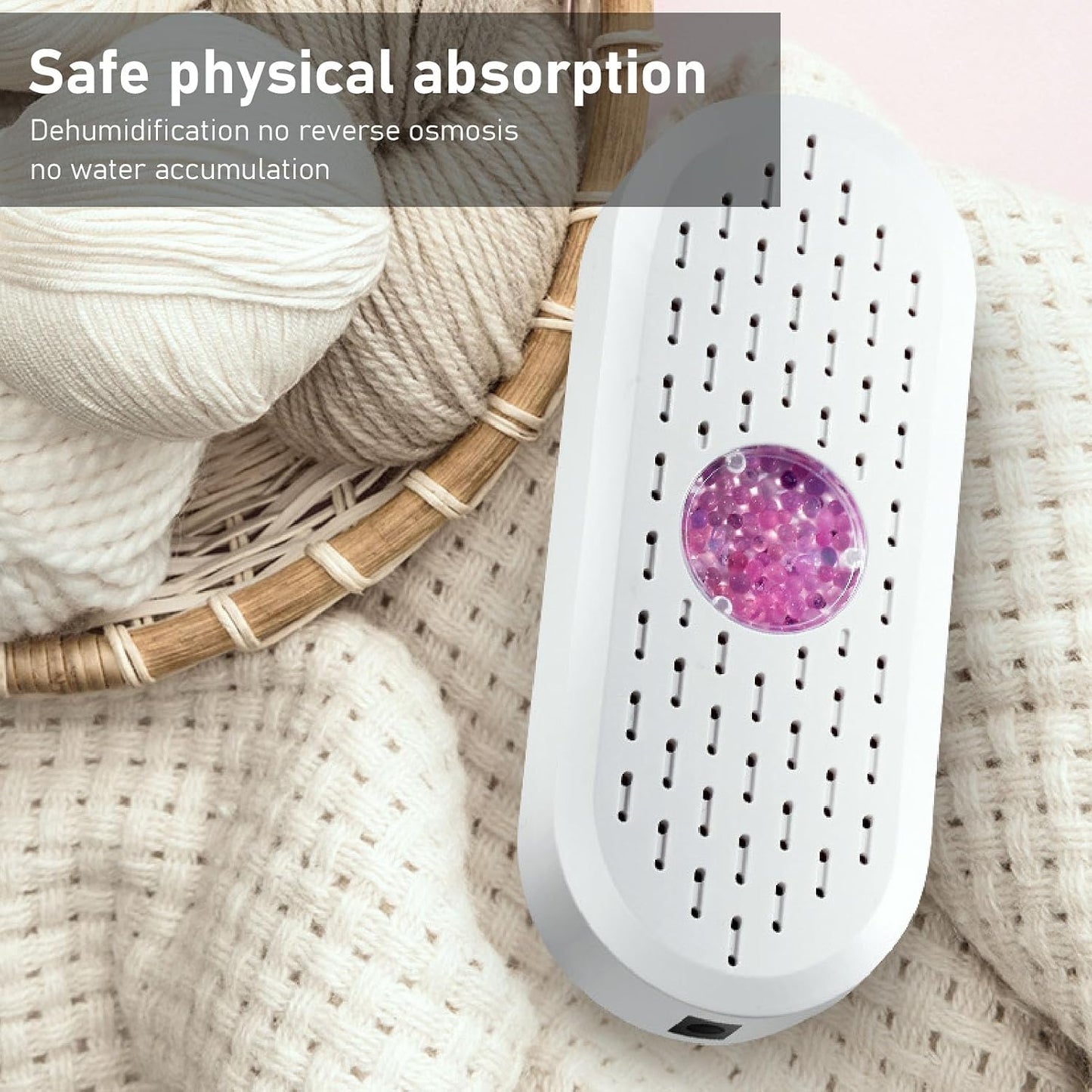 Mini Closet Dehumidifier, Rechargeable ABS 5W 6V White Effective Portable Electric Dehumidifiers Reusable Desiccant for Closet Shoe Cabinet