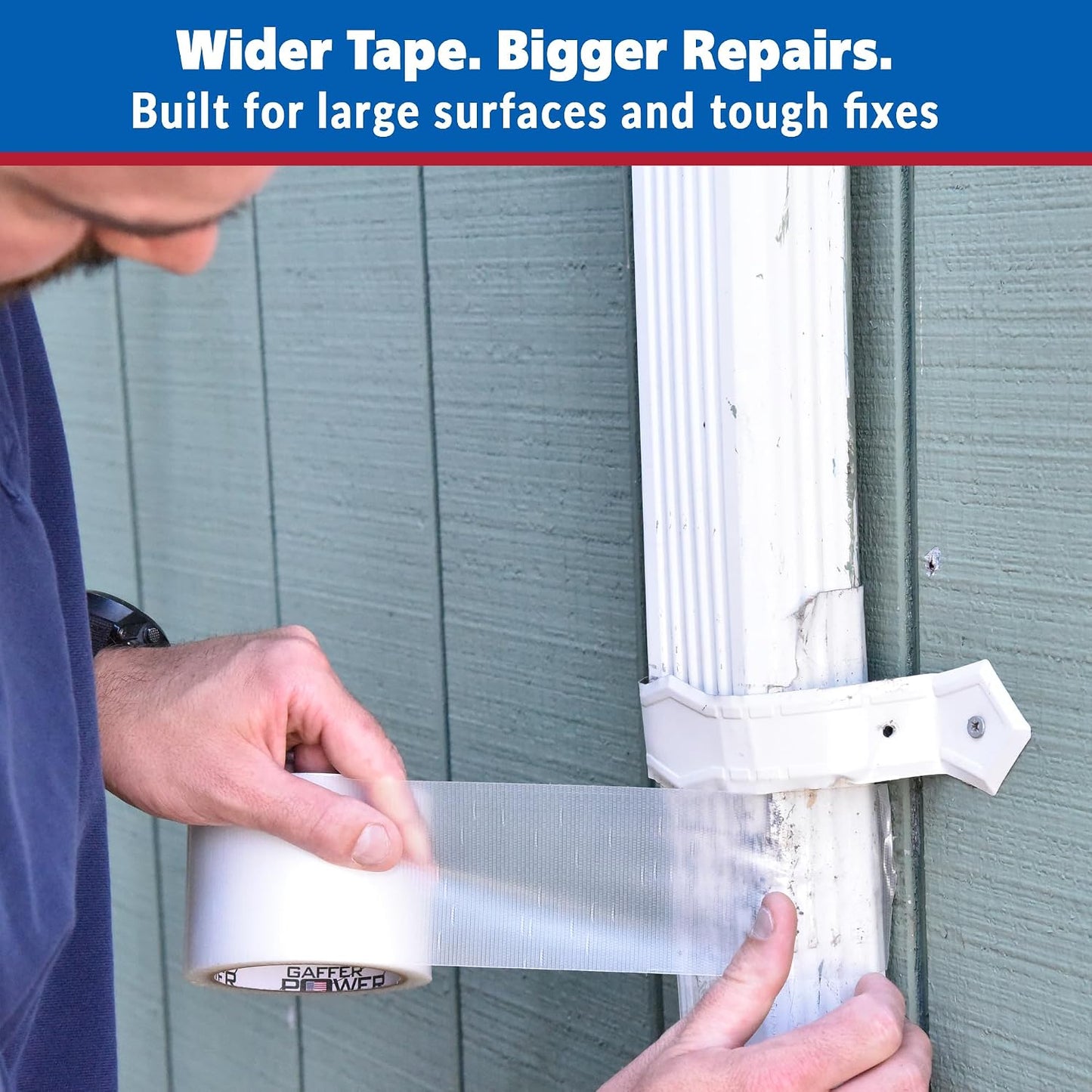 Gaffer Power Clear Repair Tape 2 in x 20 Yds, Waterproof, Made in USA | Semi-transparent heavy duty duct tape for tarps, greenhouses and outdoor repairs