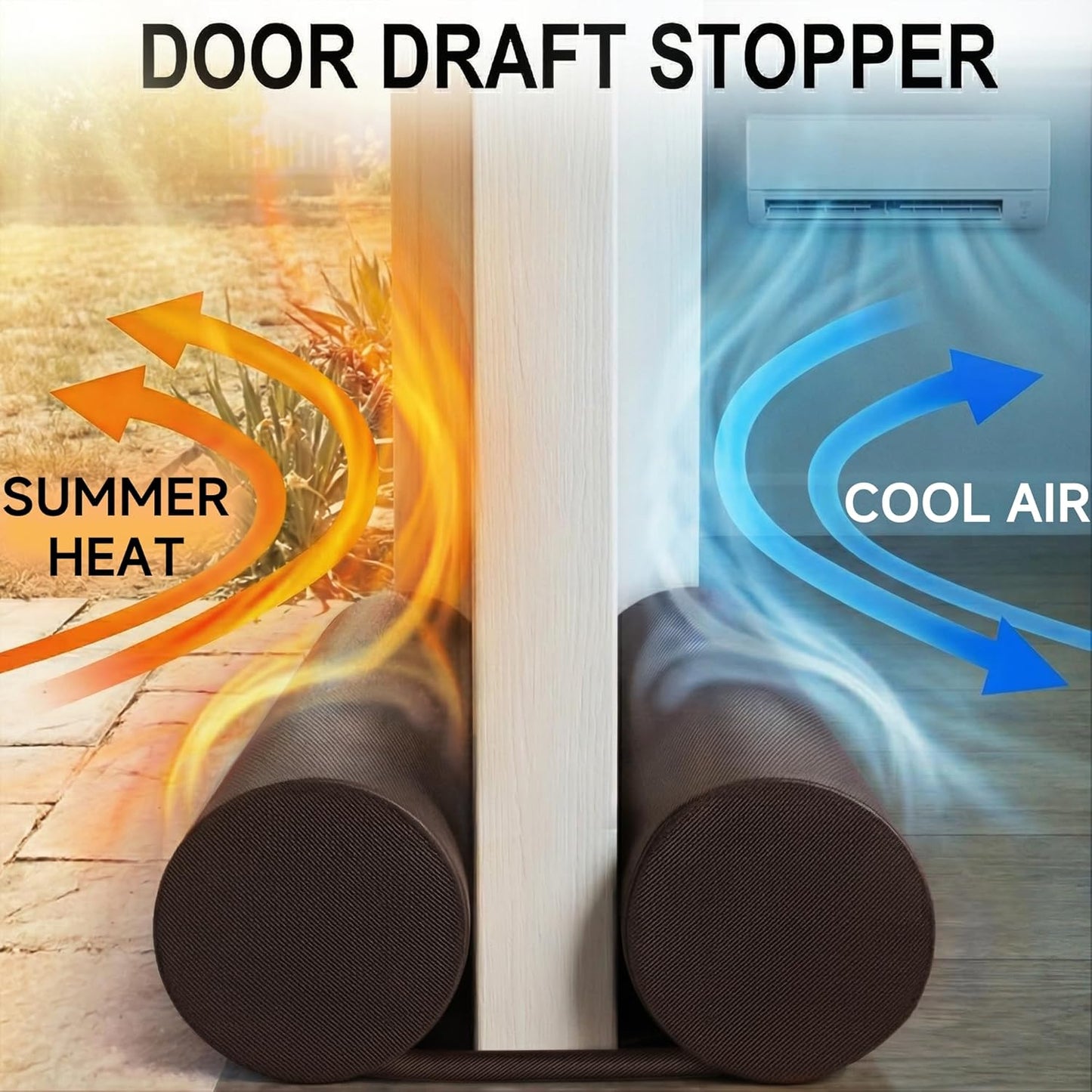 MAXTID Under Door Draft Stopper for Bottom of Doors 38" Black | Door Blocker Noise Reduce Light Cold Air Guard Breeze Sound Proof Door Sweep Door Seal Insulation Strip Gap Filler