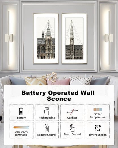 Rayogale Black Battery Operated Wall Sconce with Remote Control 8000mAh
