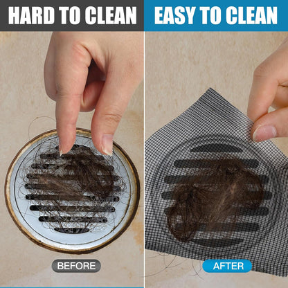 1 Pack Linear Shower Drain Hair Catcher Mesh Stickers Cutable | 4x33ft Disposable Adhesive Mesh Cover for Bathroom Kitchen Bathtub Floor Drains, DIY Install, Includes 2 Removal Tools
