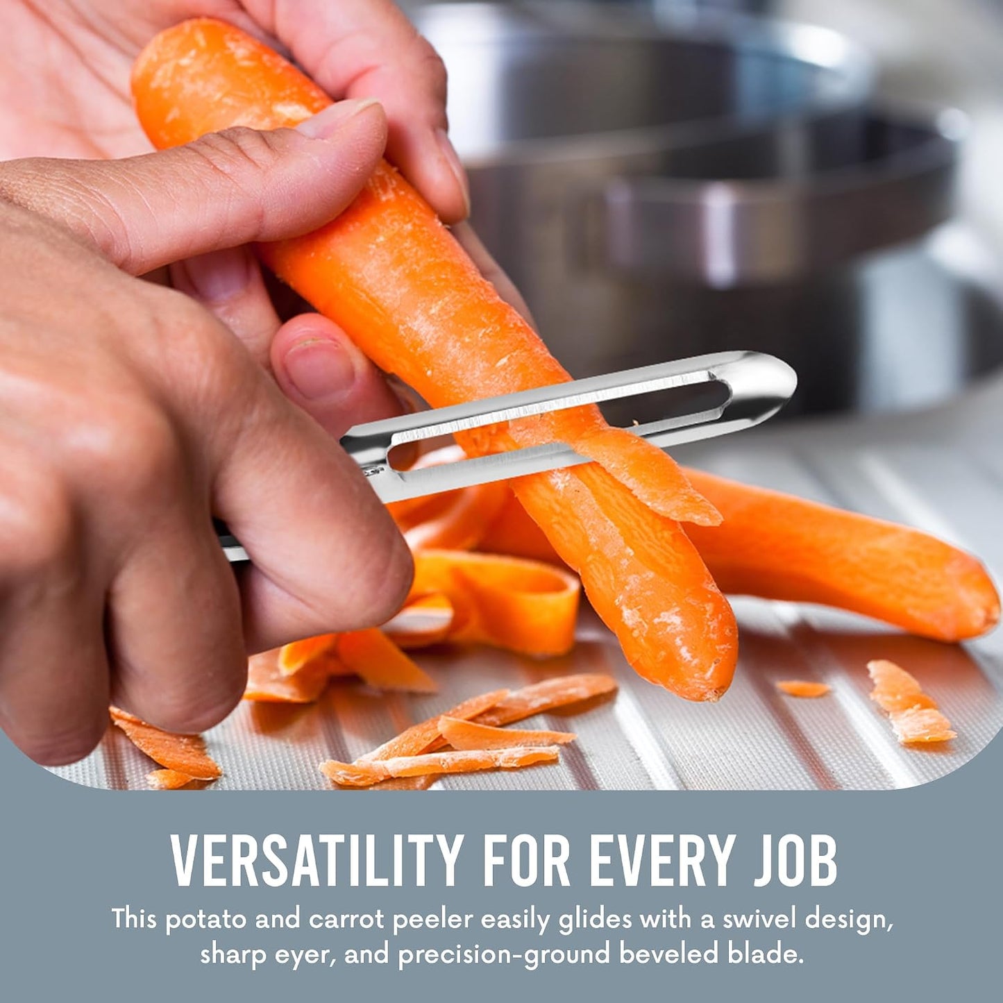 Linden Sweden Original Jonas Vegetable Peelers for Kitchen - Made In Sweden - Carrot Peeler with Ergonomic Handle for Safety and Control - Dishwasher Safe Potato Peelers - 3-Pack - Stainless Steel