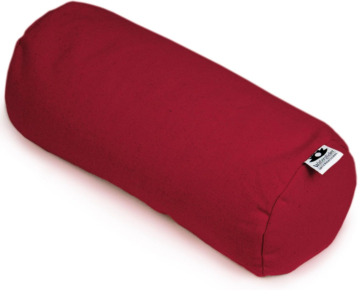 Buckwheat Neck Bolster, Husk Cervical Sleep Roll, Great for use as Body Pillow or in Your Yoga Practice (Burgundy)