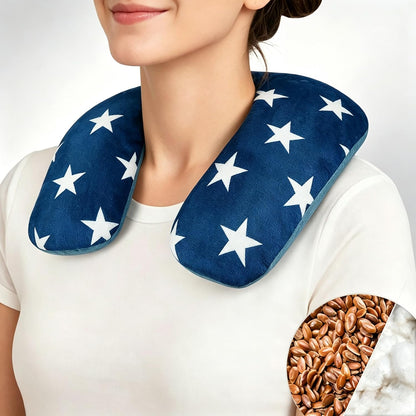 Microwaveable Neck Warmer, Heated Neck Pillow for Stress Relief | Neck Tension Relief, Flaxseed & Cotton Filling, Moist Heat Therapy, Hands-free Wrap, Ideal for Office, Travel Relaxation
