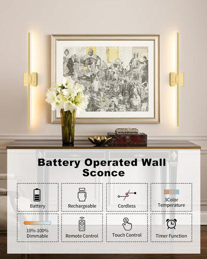 Rayogale Black Battery Operated Wall Sconce with Remote Control 8000mAh