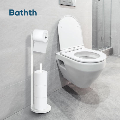 Toilet Paper Holder Stand, Brushed Nickel Toilet Paper Holder Free Standing | Stainless Steel Toilet Paper Holder for 4 Rolls, Bathroom Organizers and Storage with Anti-Slip Base and Rustproof