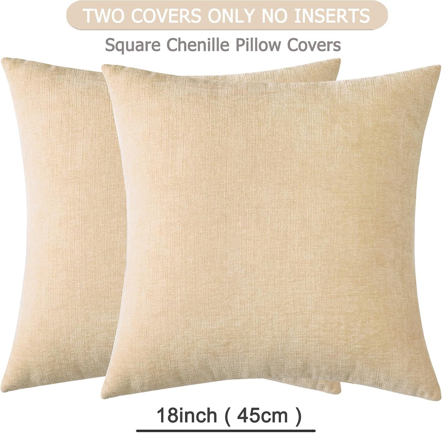 GAWAMAY Lumbar Support Pillow Decorative Rectangle Throw Pillow Covers 12"x20" Inch Set of 2, Soft Chenille Fall Pillowcase for Living Room Bedroom Sofa Couch Cushion Cover Grey 30x50cm (No Insert)
