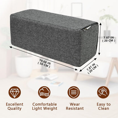 2 Pack Couch Arm Rest Pillow, 6''x6''x20'' Faux Leather Waterproof Cover, High Density Foam Armrest Cushion, Removable & Washable Elbow Support for Sofa, Bed, and Armchair (Medium Grey)