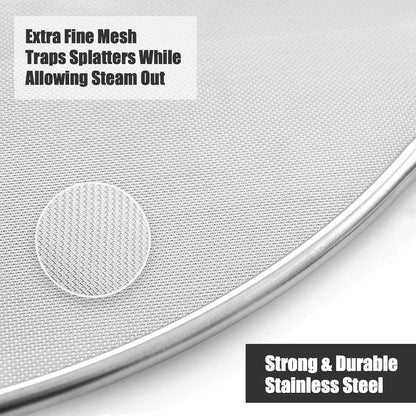 Splatter Screen for Frying Pan, Set of 3 (10", 11.5", 13") | Stainless Steel Grease Splatter Guard for Frying Pan, No Cooking Oil Mess No Burns, Ultra Fine Mesh Lids