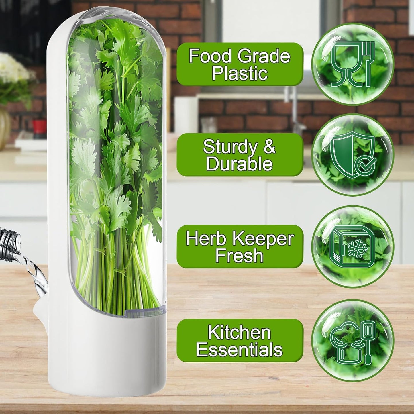 4 PCS Fresh Herb Keeper for Refrigerator, Herb Saver for Refrigerator, Cilantro Containers for Fridge, Herb Storage Containers for Cilantro Asparagus Mint Rosemary Parsley Basil for 2-3 Weeks