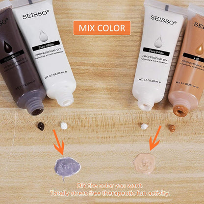 SEISSO Wood Furniture Repair Kit, Touch Up Markers Wood Fillers | Wood Putty with Polish Wax, 12 Colors Wood Repair Kit of Stains, Scratches, Holes, Cracks(40 PCs)