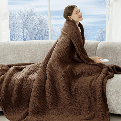 Heated Throw Blanket 50"X60", Soft Sherpa, 4 hrs Auto Shut Off