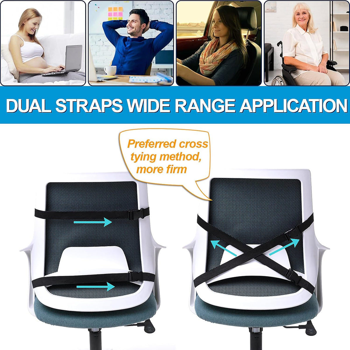 QUTOOL Seat Cushion and Lumbar Support Set for Office Chair – Supports Lower Back & Hips for Long Sitting Comfort, Helps Maintain a Comfortable Sitting Position, Ergonomic Memory Foam, Washable Cover