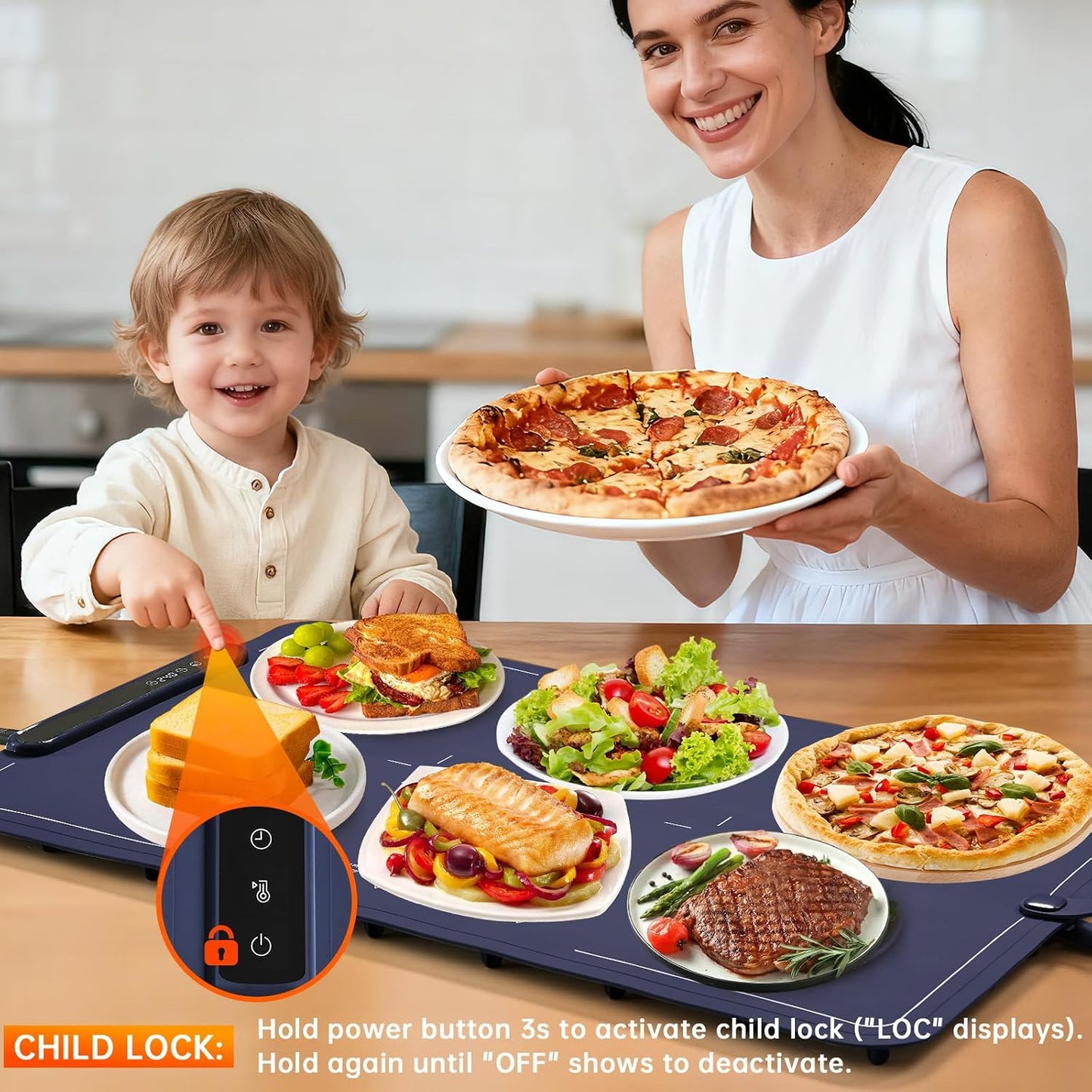Warming Mat for Food Extra Large- 24"x16" Electric Warming Trays for Buffets Party, Food Warmers for Thanksgiving, Christmas House Warming Gift, Portable Heating Mat with 9 Temp Settings & 6H Timer