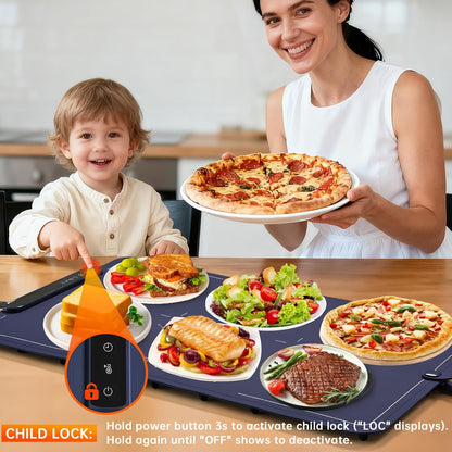 Warming Mat for Food Extra Large- 24"x16" Electric Warming Trays for Buffets Party, Food Warmers for Thanksgiving, Christmas House Warming Gift, Portable Heating Mat with 9 Temp Settings & 6H Timer