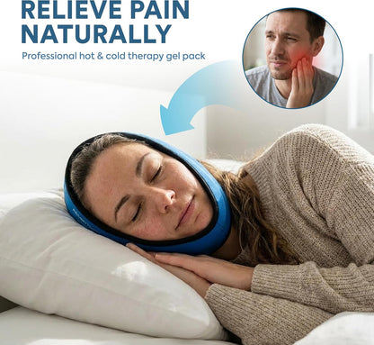 Face Ice Pack Wrap for TMJ Relief, Wisdom Teeth, Jaw, Head and Chin, 4 Reusable Hot and Cold Gel Packs, Pain Relief for Mouth, Oral and Facial Surgery