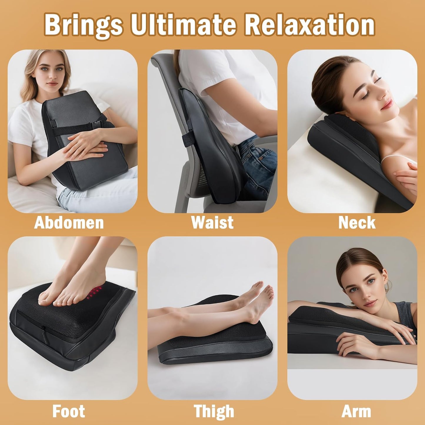 Joyset Back Massager with Heat, Shiatsu Chair Cushion for Lower Back | Upper & Lower Back 2-Level Heat, 16 Nodes Bidirectional Deep Kneading, Removable Washable Cover, Universal Fit for Mom, Dad